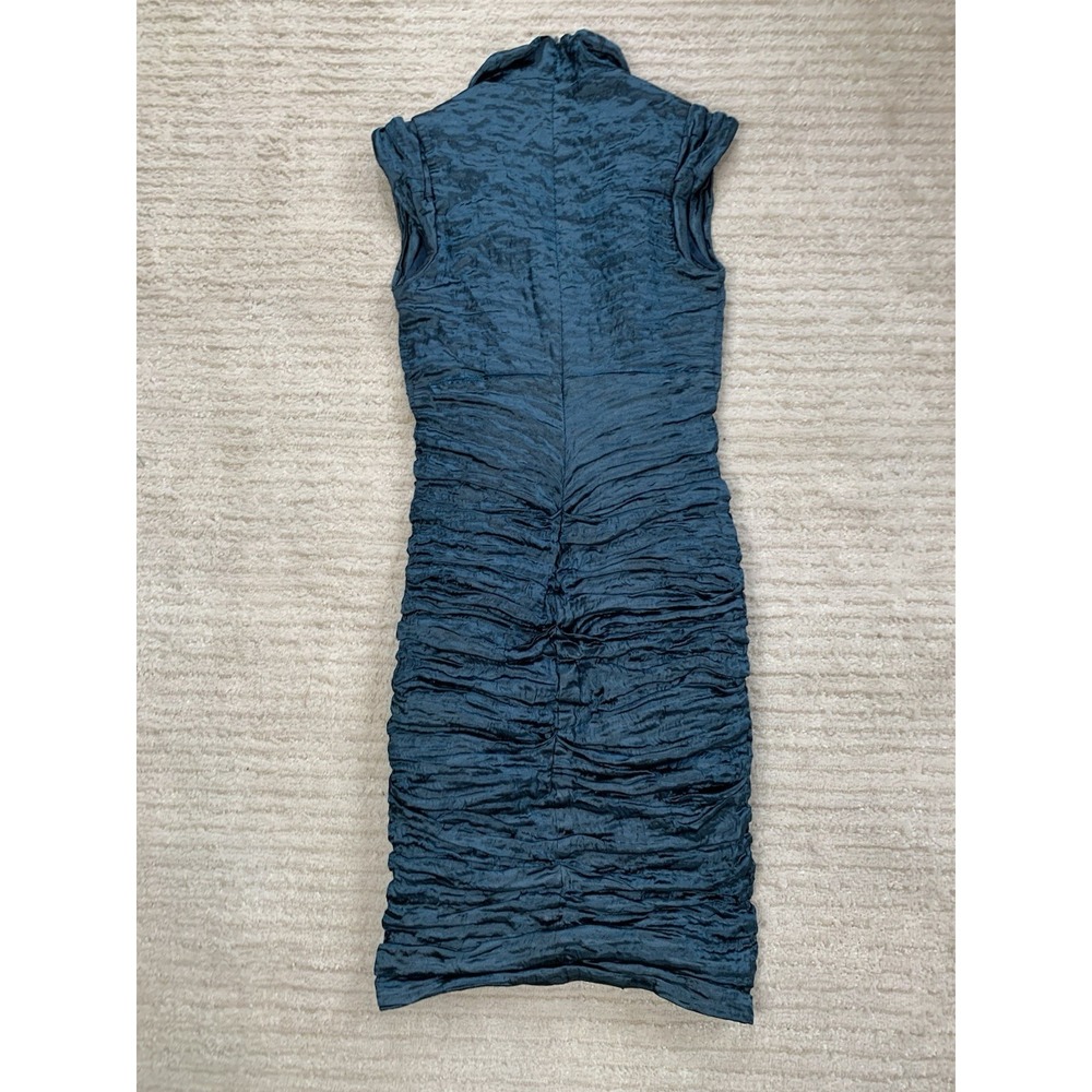 Vintage Y2K 90's Nicole Miller Gold Label Blue Rushed Dress Size 6 USA $450 - Picture 2 of 16
